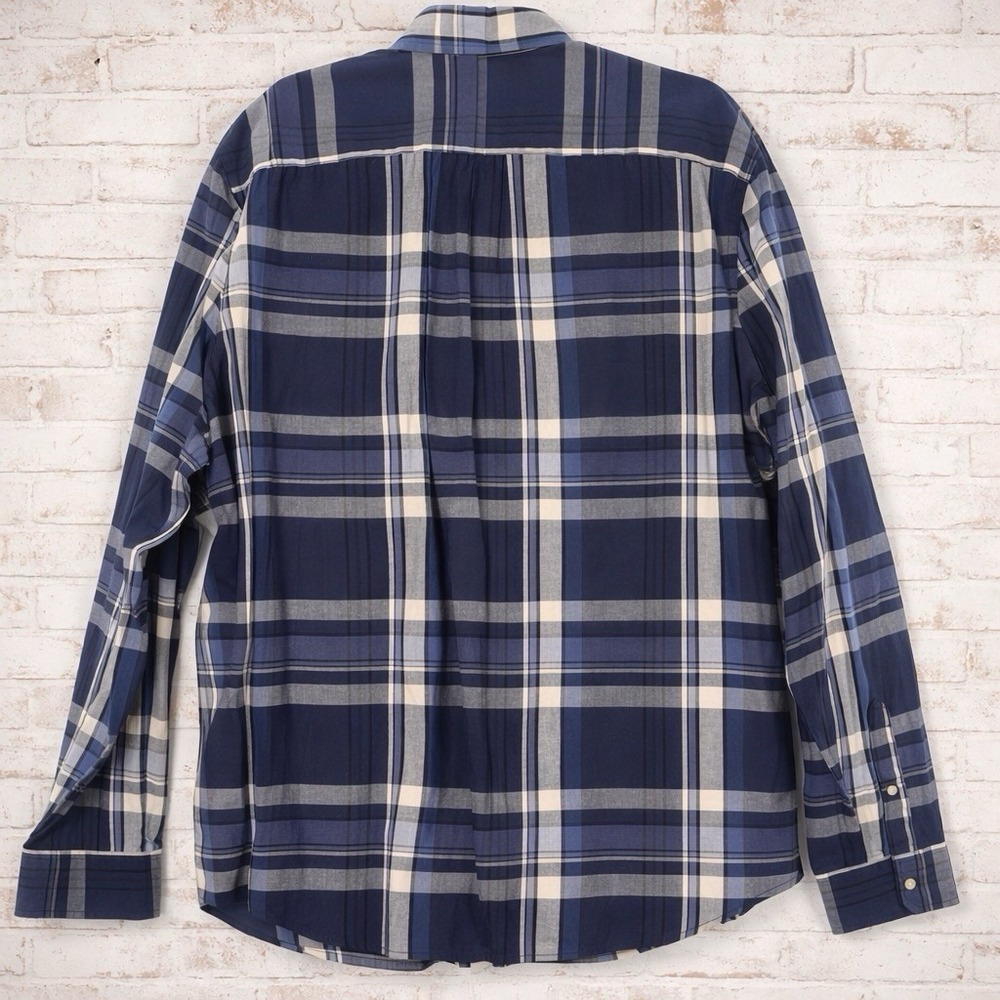 American Eagle Navy Plaid Men's Classic Fit Button Down Shirt XXL - Picture 2 of 4